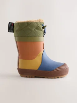 Bleu/Vert color block - Bottes en caoutchouc thermique Thinsulate™ avec extrémité doublée
