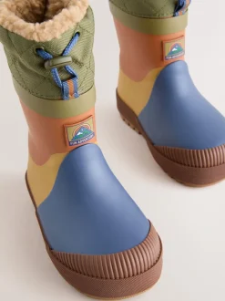 Bleu/Vert color block - Bottes en caoutchouc thermique Thinsulate™ avec extrémité doublée