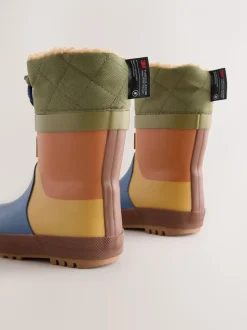 Bleu/Vert color block - Bottes en caoutchouc thermique Thinsulate™ avec extrémité doublée