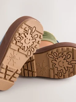 Bleu/Vert color block - Bottes en caoutchouc thermique Thinsulate™ avec extrémité doublée