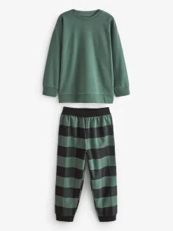 Bleu/Vert/Brun - Lot de 3 pyjamas tissés à carreaux (3-16ans)