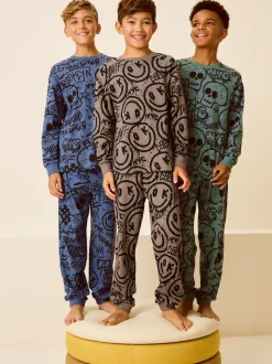 Bleu/Vert/Neutre Personnage - Lot de 3 pyjamas à manches longues (3-16ans)