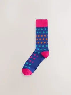 Bleu/vert/orange à pois - Lot de 7 - Chaussettes riches en coton pour homme