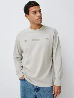 Bleu/Vert/Pierre - T-shirt graphique décontracté à manches longues en lots