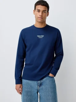 Bleu/Vert/Pierre - T-shirt graphique décontracté à manches longues en lots