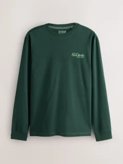 Bleu/Vert/Pierre - T-shirt graphique décontracté à manches longues en lots