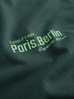 Bleu/Vert/Pierre - T-shirt graphique décontracté à manches longues en lots