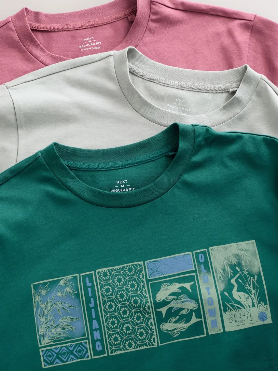 Bleu/Vert/Rose - Ajustement régulier - T-shirt Graphic Imprimé 3 Pack