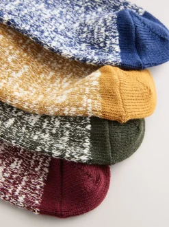 Bleu/vert/rouge/jaune torsadé - Lot de 4 paires de chaussettes épaisses