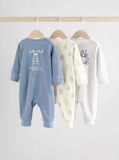 Blue Milk Club - Combinaisons de nuit à fermeture éclair pour bébés 3 Pack (0mths-3yrs)