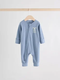 Blue Milk Club - Combinaisons de nuit à fermeture éclair pour bébés 3 Pack (0mths-3yrs)