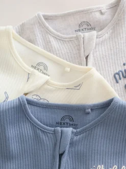 Blue Milk Club - Combinaisons de nuit à fermeture éclair pour bébés 3 Pack (0mths-3yrs)
