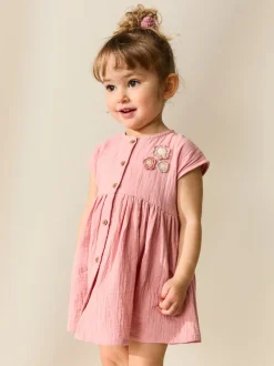 Blush Rose - Texture Manches courtes Robes (3mois-8ans)