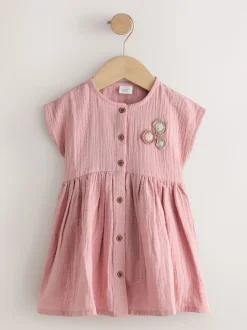 Blush Rose - Texture Manches courtes Robes (3mois-8ans)