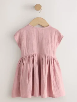 Blush Rose - Texture Manches courtes Robes (3mois-8ans)