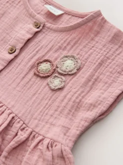 Blush Rose - Texture Manches courtes Robes (3mois-8ans)
