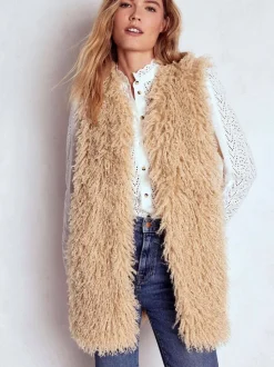 Boden Longue veste sans manches en fausse fourrure