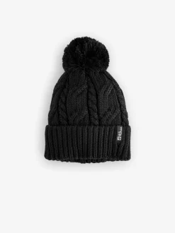 Bonnet Jack Wolfskin noir en maille à pompons