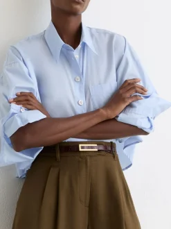 bordeaux - Ceinture en cuir effet crocodile Reiss Bronya