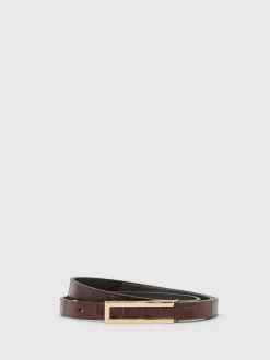 bordeaux - Ceinture en cuir effet crocodile Reiss Bronya