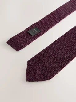 bordeaux - Cravate Signature en soie texturée