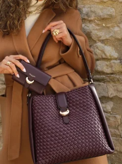 bordeaux - Sac hobo Luella Grey Taupe Flora Weave