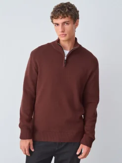 bordeaux - Uni - Pull N.Premium Coupe classique 100% Coton Premium à fermeture éclair