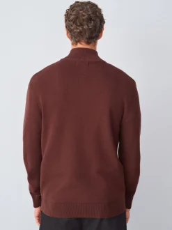 bordeaux - Uni - Pull N.Premium Coupe classique 100% Coton Premium à fermeture éclair