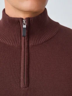 bordeaux - Uni - Pull N.Premium Coupe classique 100% Coton Premium à fermeture éclair