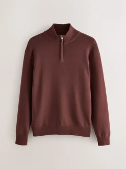 bordeaux - Uni - Pull N.Premium Coupe classique 100% Coton Premium à fermeture éclair