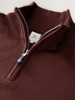 bordeaux - Uni - Pull N.Premium Coupe classique 100% Coton Premium à fermeture éclair