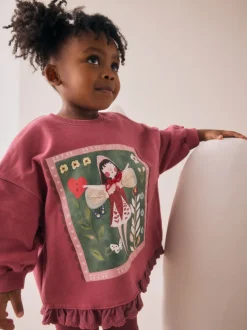 Bordeaux Rouge Fée - Ensemble Sweat-shirt et Leggings à ourlet à volants (3mois-7ans)