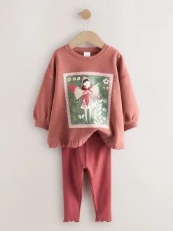 Bordeaux Rouge Fée - Ensemble Sweat-shirt et Leggings à ourlet à volants (3mois-7ans)