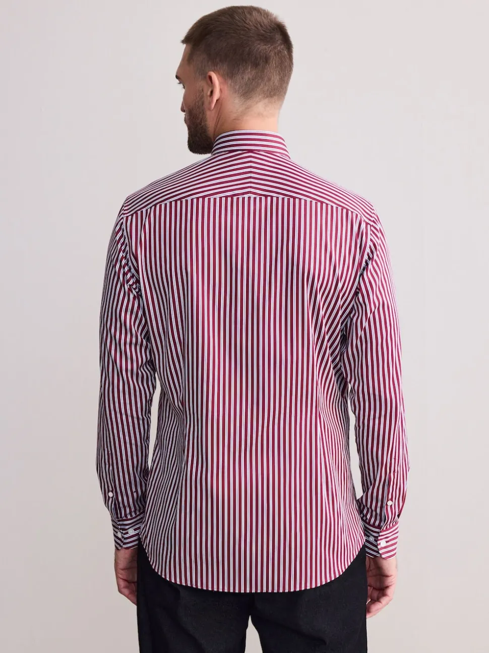 Bordeaux rouge rayé - Chemise Signature à manchette simple 100% coton