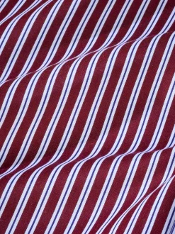 Bordeaux rouge rayé - Chemise Signature à manchette simple 100% coton