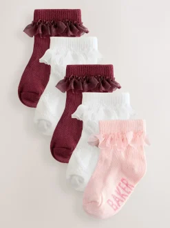 Bordeaux/écru/rose - Lot de 5 chaussettes Baker by Ted Baker fille