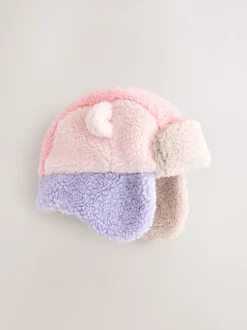 Borg multicolore patchwork - Chapeau de trappeur bébé (0mois-2ans)