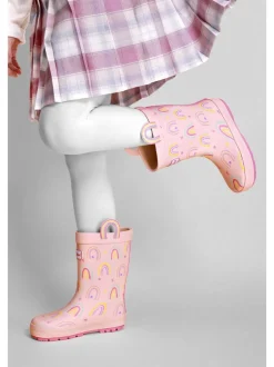 Bottes en caoutchouc imperméables ToeZone rose arc-en-ciel fille
