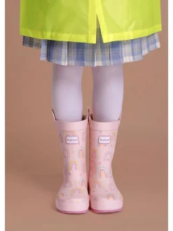 Bottes en caoutchouc imperméables ToeZone rose arc-en-ciel fille