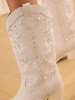 Bottes western Lipsy Milieu avec ornements de perles de mariée