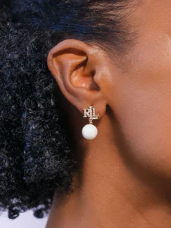 Boucles d’oreilles Lauren Ralph Lauren à logo en fausse perle