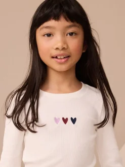 Bourgogne/Ecru - T-shirts côtelés à manches longues Lot de 4 (3à16ans)