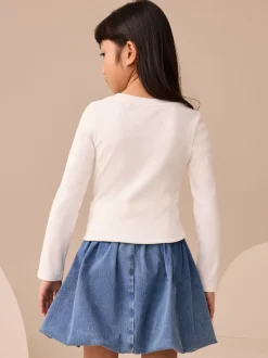 Bourgogne/Ecru - T-shirts côtelés à manches longues Lot de 4 (3à16ans)