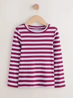 Bourgogne/Ecru - T-shirts côtelés à manches longues Lot de 4 (3à16ans)