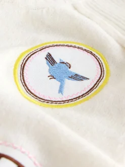 Brodé écru - Pull en maille à col rond en laine