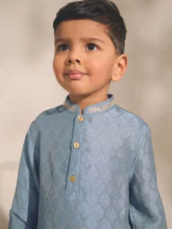 Brodé feuille bleue - Eid Kurta (3mths-16yrs)