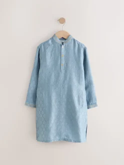 Brodé feuille bleue - Eid Kurta (3mths-16yrs)
