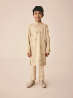 Broderie feuille neutre - Eid Kurta (3mths-16yrs)