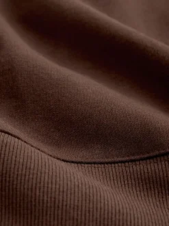 Broderie marron chocolat - Sweat-shirt 2en1 avec jupe mi-longue en satin