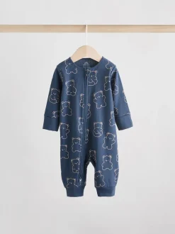 Brown/Marine - Lot de 3 dors-bien bébé en coton sans pieds à fermeture éclair bidirectionnelle (0mois-3ans)